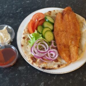 Masala Fish On Nan With Fresh Salad