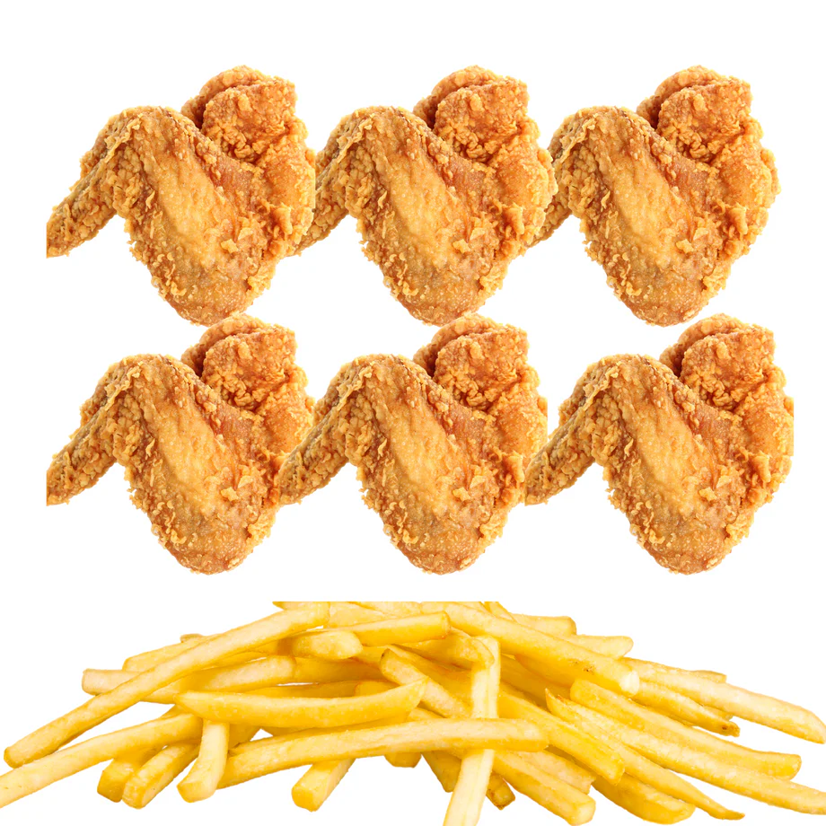 6pcs Hot Wings With Chips